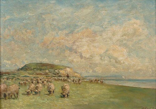 Sheep Grazing on Hengistbury Head, , Arthur George Bell