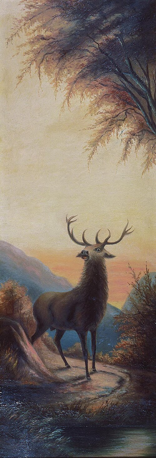 Stag in mountain landscape, 1880, Ethel Morgan