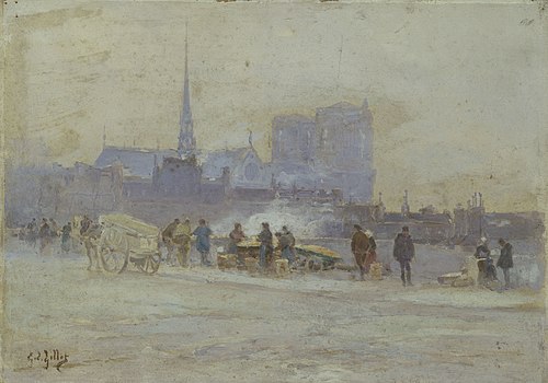 Notre-Dame, vue du quai de l'Hôtel-de-Ville, 1900, Eugène Louis Gillot
