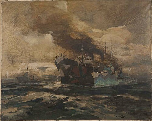 Bateaux camouflés en mer, 1918, Eugène Louis Gillot