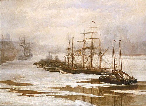 The Pool of London in the frost, 1895, 1895, Arthur Robertson