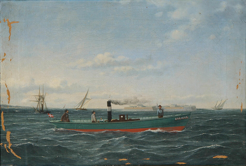 The steam tug Dagmar passing Trekroner near Copenhagen., 1867, Jens Thielsen Locher
