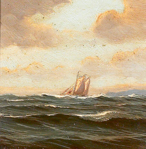 A sailing ship off Kullen., 1861, Jens Thielsen Locher