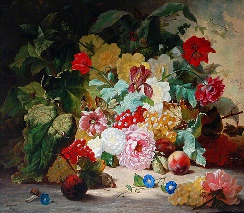 Flowers and Fruit, 1867, Auguste Bonnefoi