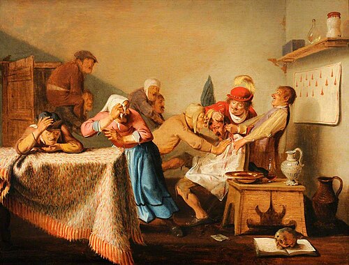 An Operator Making an Incision behind the Ear of a Seated Patient, , Joachim van den Heuvel
