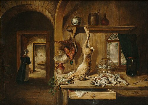 Still life of game in a larder, 1830, Benjamin Blake