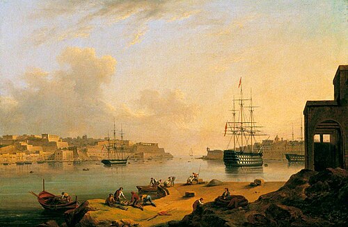 The 'Princess Charlotte' in Malta Harbour, 1828, Giovanni Schranz