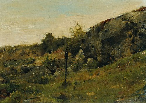 Wiesenlandschaft mit Felsen, 1865, Johann Till