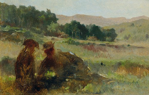 Landschaft mit Jäger und Hund, 1875, Johann Till