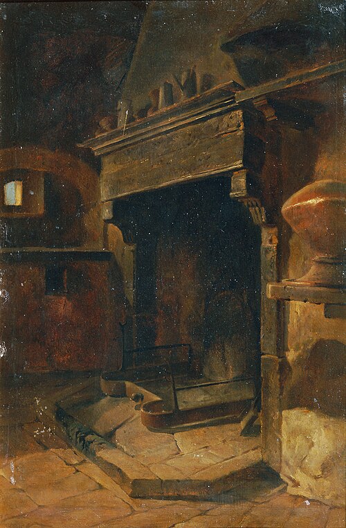 Interieur mit Kamin, 1865, Johann Till