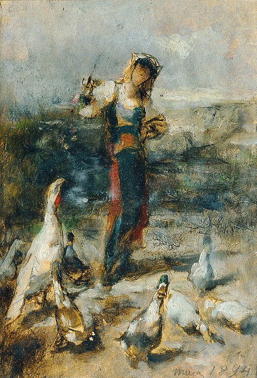 Mädchen mit Geflügel, 1894, Johann Till