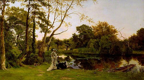 Still Waters: A Lady Fishing and Her Companion Reclining beside Her, 1879, Francis Michael Trappes