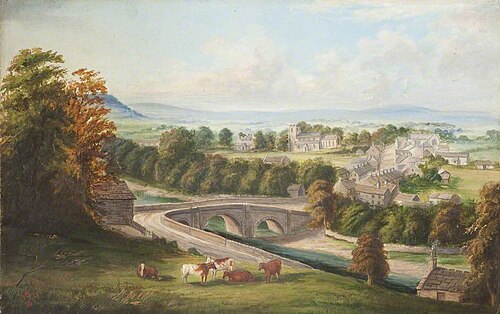 Whalley Abbey from Whalley Nab, 1879, Benjamin Satterthwaite