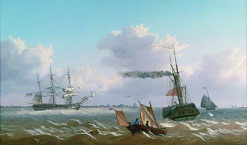 The Paddle Steamer 'Kingston' of Hull in the Humber Estuary, 1843, Thomas Binks