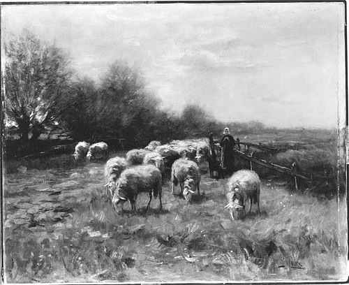 Schafe und Schäferin, 1910, Johannes Karel Leurs