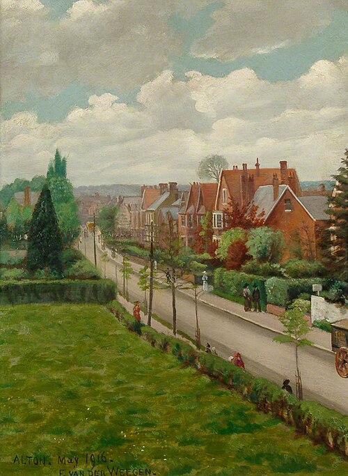 Road Leading into Alton from the Upper Windows of Eggar's Grammar School, 1916, Francis Van der Weegen