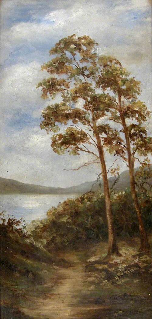 Trees by a Loch, 1887, John Ainsley Thomas Bonnar