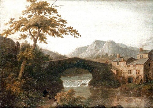Bridge over Rapids by a Mill, 1775, Thomas Chubbard