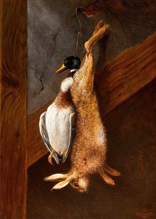 Dead Duck and Hare, hanging from a Rafter, 1881, Thomas Greenslade Targett