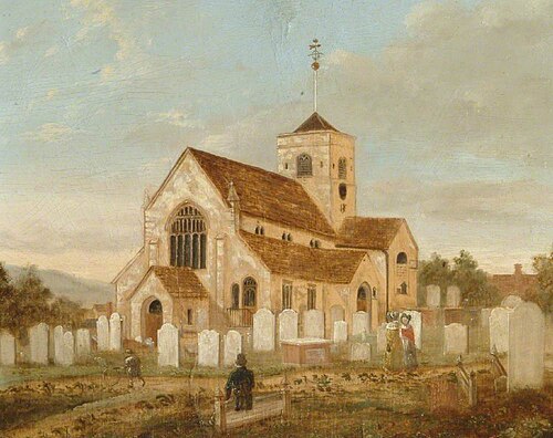 St Martin's Medieval Church, Dorking, Surrey, 1835, John Beckett