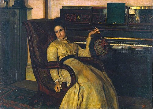 Girl Resting at a Piano, , Frank Huddlestone Potter
