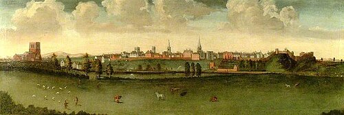 Prospect of Shrewsbury from Underdale, Shropshire, 1745, John Bowen