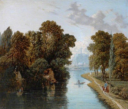 View of Amiens Cathedral from across the River, 1865, Nicholas Wulfram Jouvenel