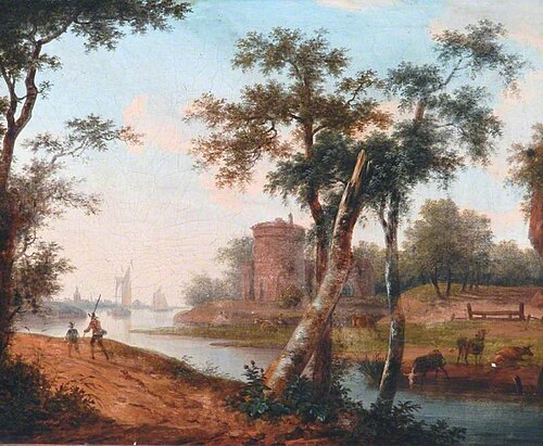 Landscape with River, Ships in the Distance, , Frans Swagers