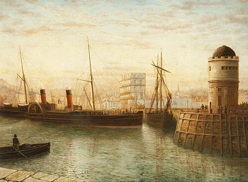 Turning the 'Snaefell' in the Harbour, 1886, John Champion Bradshaw