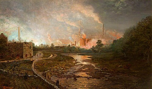 Cyfarthfa Steel Works at Dusk, 1896, Thomas Prytherch