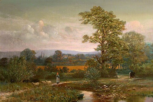 Landscape with a Shepherdess, 1898, Thomas Prytherch