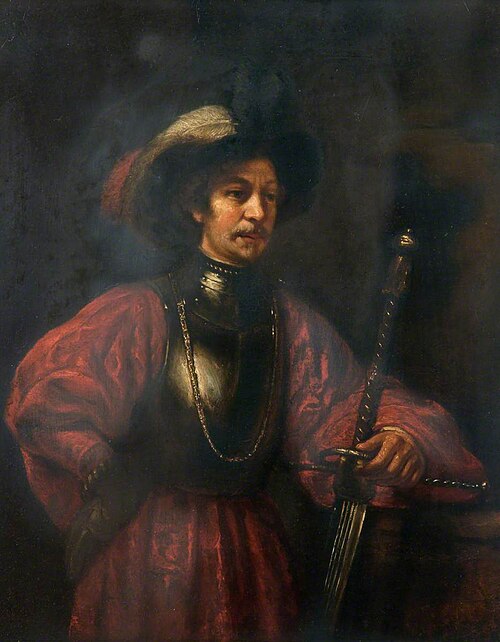 The Sword Bearer (Portrait of a Man in Military Costume) (copy of a painting attributed to Rembrandt, , Thomas Robson