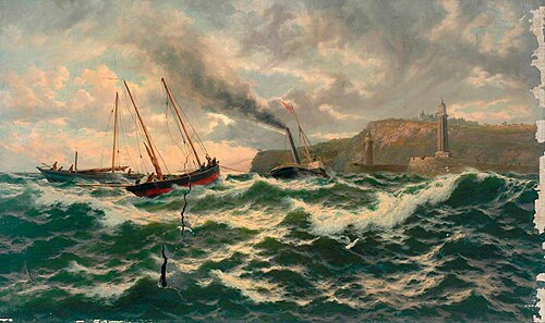 'Gainst Wind and Tide, off Whitby, , Thomas Rose Miles