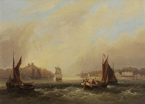 Cowes, Isle of Wight, View of the River Medina, 1832, Frederick Calvert