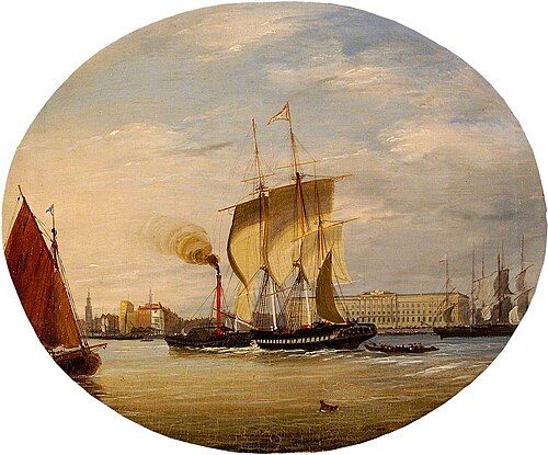 Shipping with Riverside Buildings, , Frederick Calvert