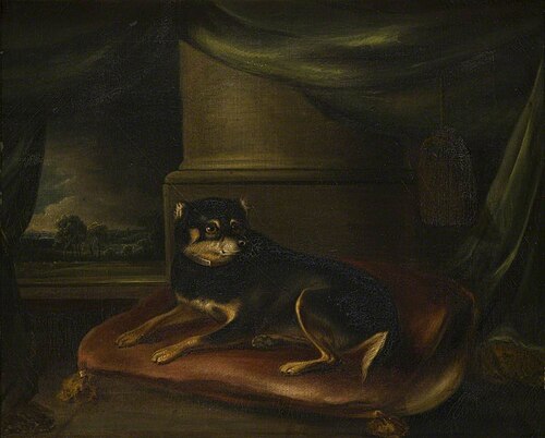 Terrier on a Red Cushion, 1811, Thomas Weaver