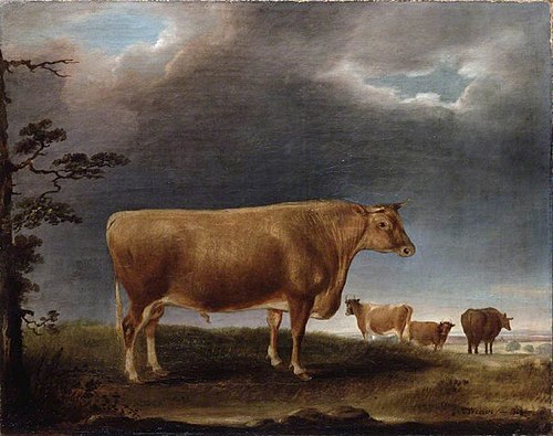 A Horned Cow in a Landscape, with others, 1808, Thomas Weaver