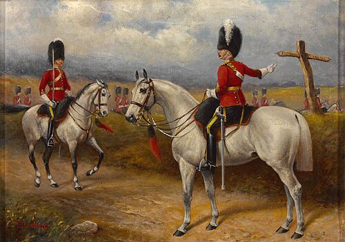 Two Mounted Officers of the 2nd Dragoons (Royal Scots Greys) Standing on a Road, c.1895, 1895, John Edward Chapman Mathews