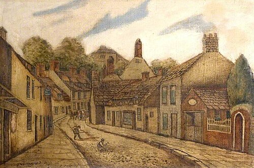 A View of Swanage High Street Looking West from the 'Red Lion' Inn, Dorset, 1870, Frederick John Cleall