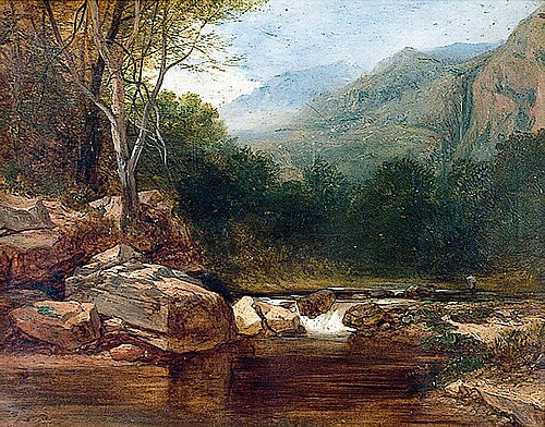 Mountainous Landscape and Rocky Stream, , Frederick Ladbrooke