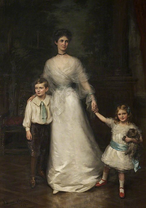 Elizabeth Louisa Penelope Theobald, Countess of Stamford (d.1959) and her two children, Roger Grey, , 1904, John Ernest Breun