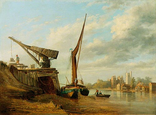 The River Thames with Lambeth Palace, 1822, Caleb Robert Stanley