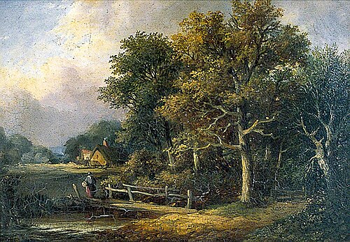 Footbridge with a Woman Crossing, 1874, Obadiah Short