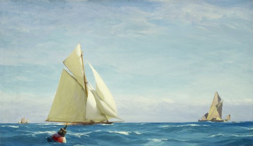 A Large Sloop Yacht and a Barge, 1910, John Fraser