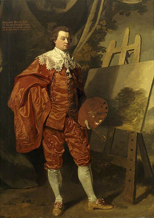 Self-portrait in Vandyke Dress at his Easel, 1770, Oldfield Bowles