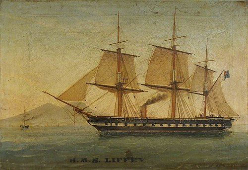 The frigate HMS Liffey, 1858, Tommaso De Simone