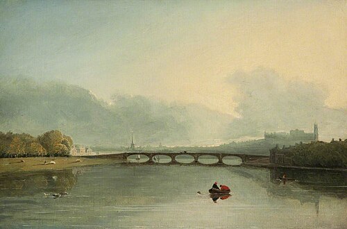 Lancaster from the River with Skerton Bridge, 1819, John Henderson