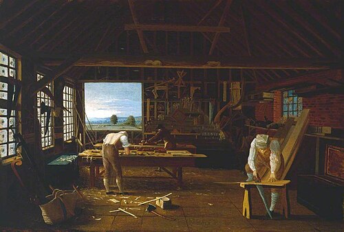 Interior of the Carpenter’s Shop at Forty Hill, Enfield, 1813, John Hill