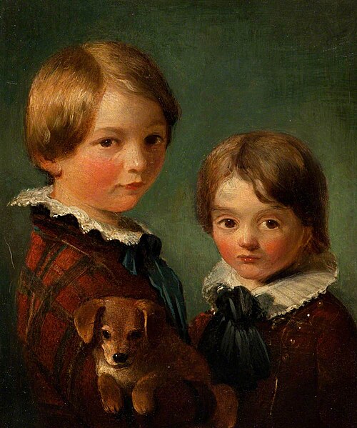 William and John Irvine, with Their Dog 'Currie', 1848, John Irvine