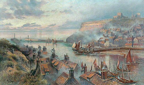 Whitby Harbour from Burtree Crag, , John James Syer